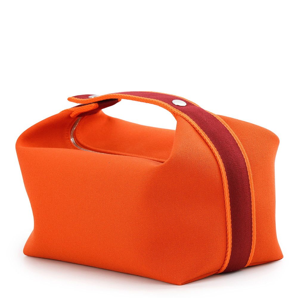 Hermes Pouch Bride-a-Brac GM Orange Fu Silver Canvas Case — view 2