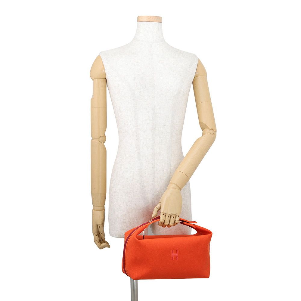 Hermes Pouch Bride-a-Brac GM Orange Fu Silver Canvas Case — view 4