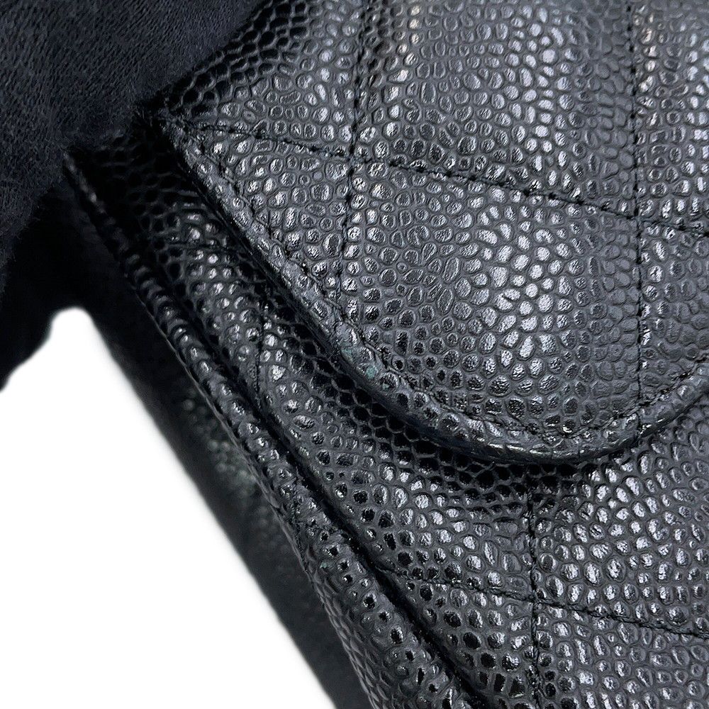 Chanel Chain Shoulder Bag Quilted 30 CC Logo Caviar Leather Black — view 8