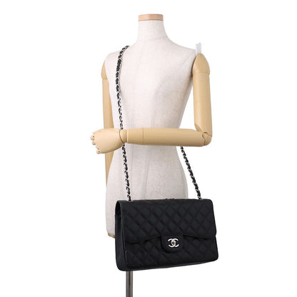 Chanel Chain Shoulder Bag Quilted 30 CC Logo Caviar Leather Black — view 5