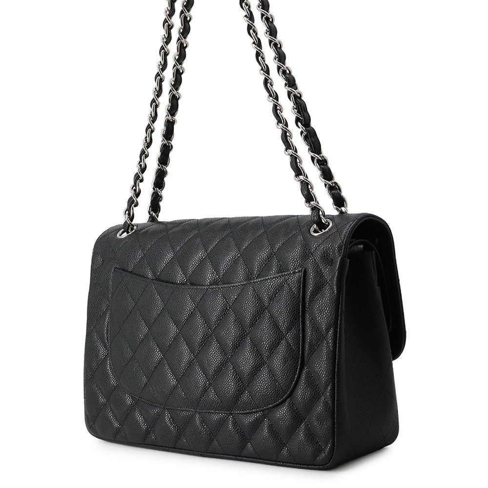 Chanel Chain Shoulder Bag Quilted 30 CC Logo Caviar Leather Black — view 2