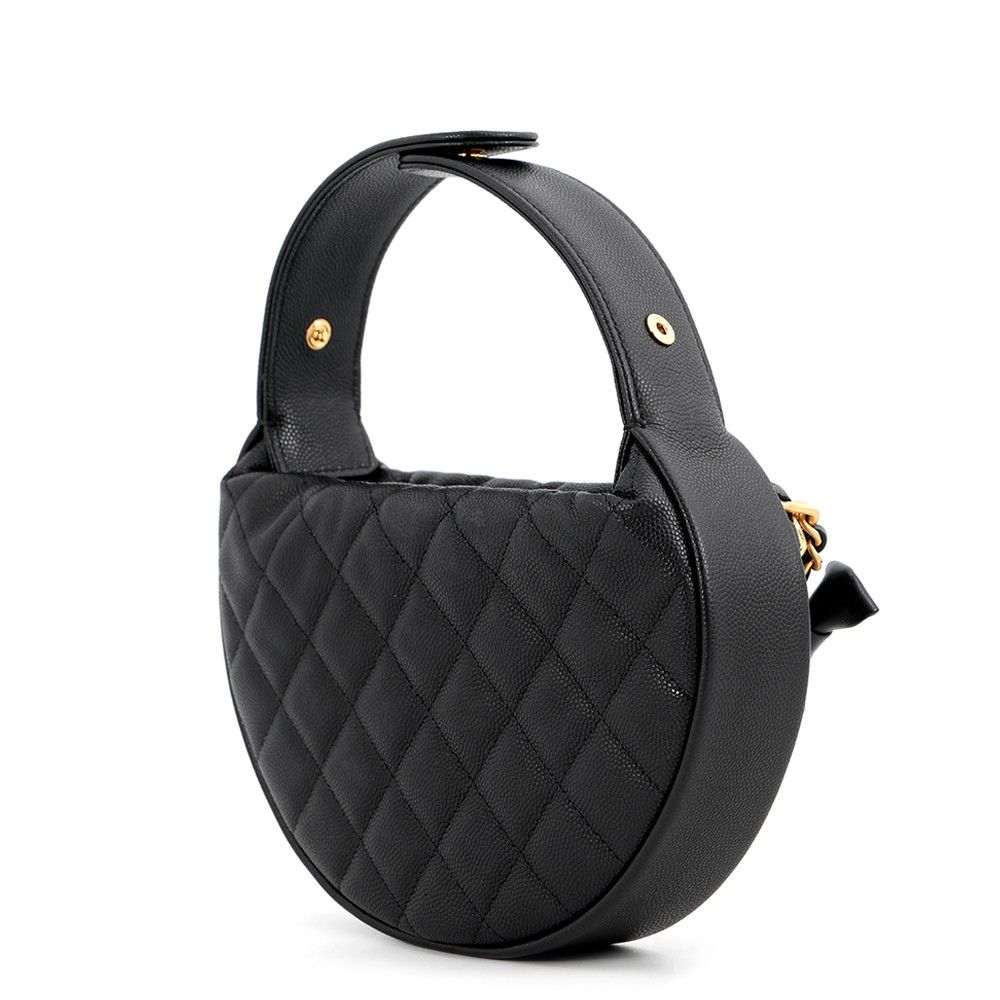 Chanel Handbag Double Chain Bow Hobo Pouch Quilted CC Logo Ribbon Caviar — view 2