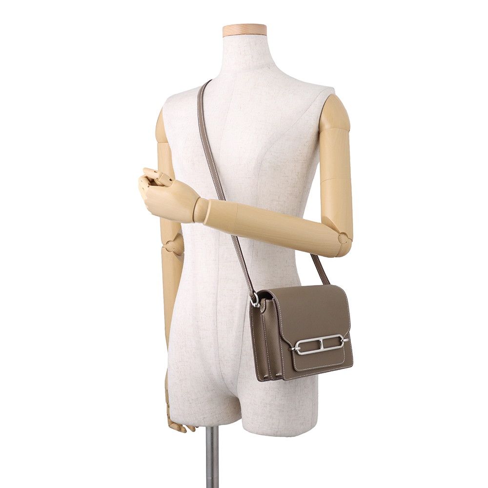 Hermes Sac Roulis Mini Etoupe Silver Evercolor — view 4