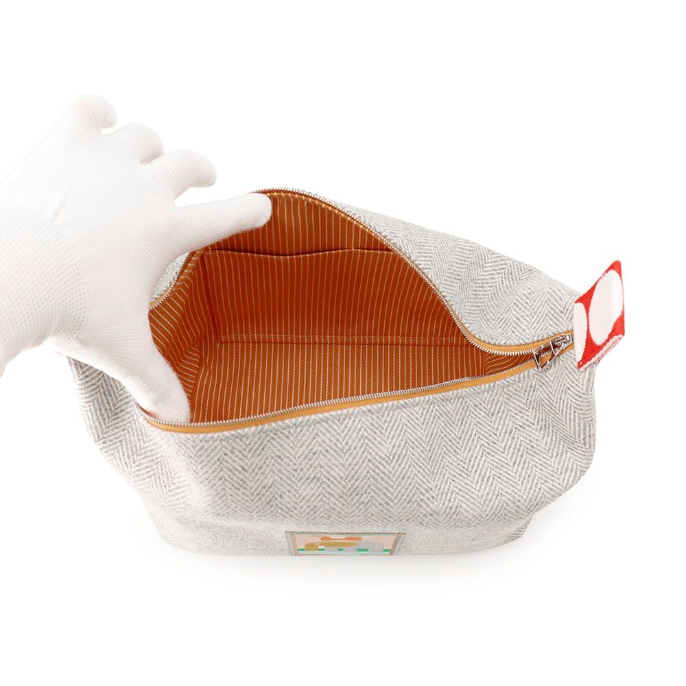Hermes Handbag Bride-a-Brac Animo Block GM Granit Silver Toile Chevron Pouch — view 5