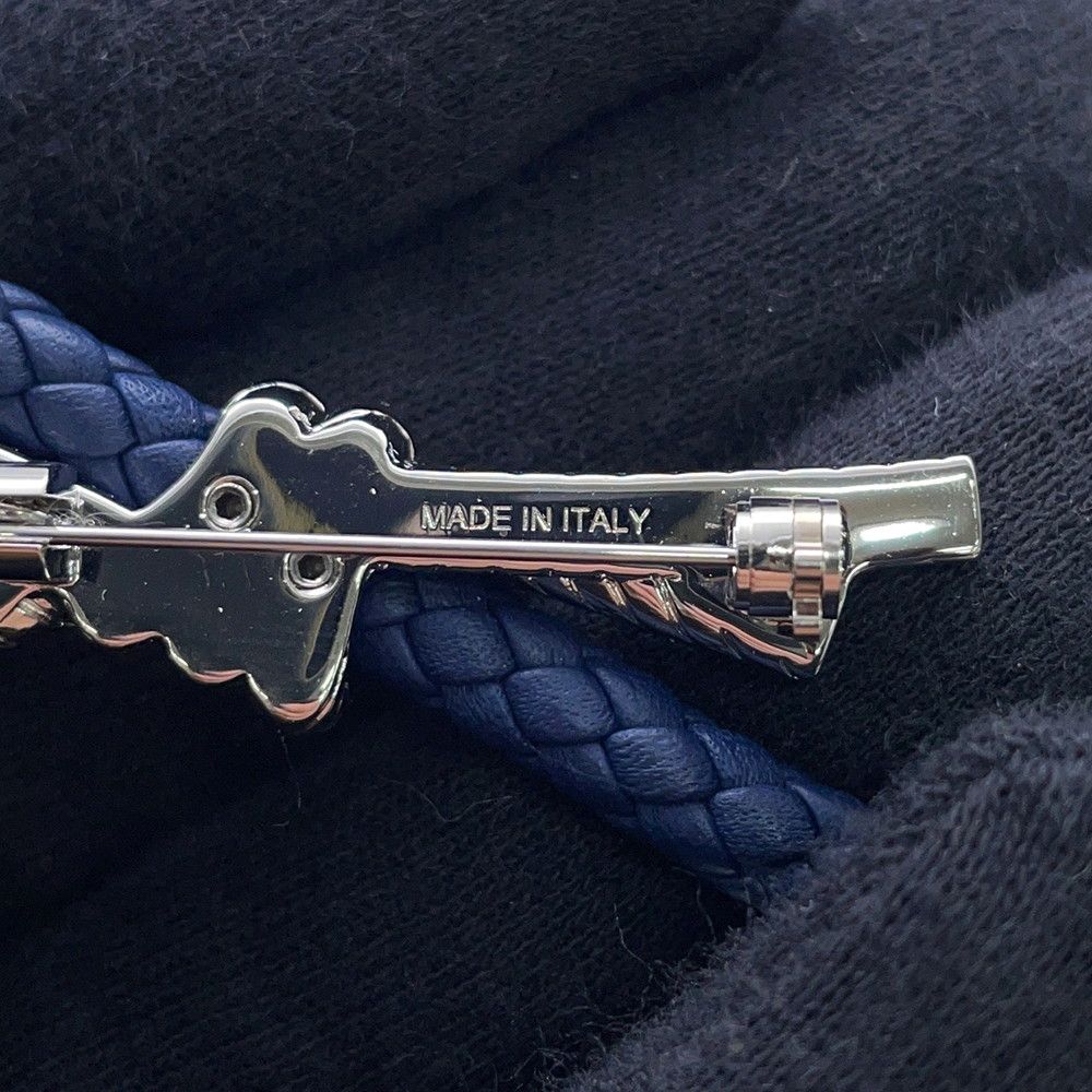 Hermes Brooch Fleur Blue Lin Navy Silver Swift — view 7