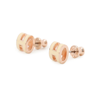 Hermes Earrings Pop H Beige Pink Gold H Motif — view 2