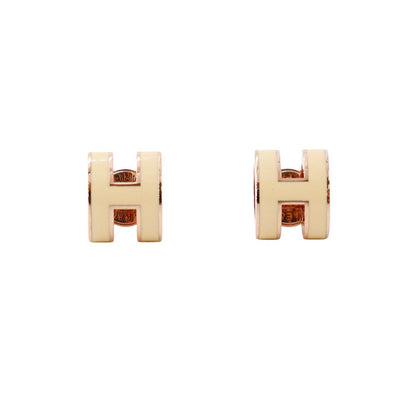 Hermes Earrings Pop H Beige Pink Gold H Motif