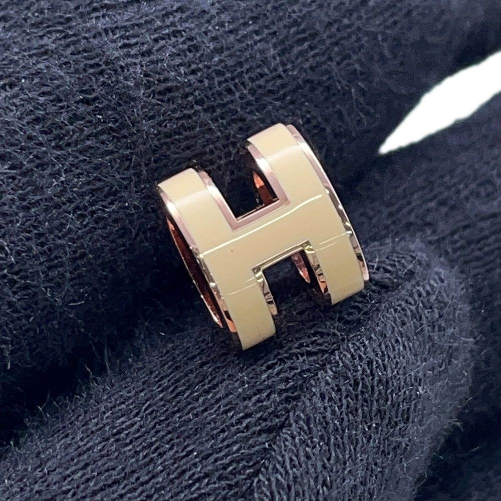 Hermes Earrings Pop H Beige Pink Gold H Motif — view 6