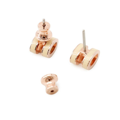 Hermes Earrings Pop H Beige Pink Gold H Motif — view 3