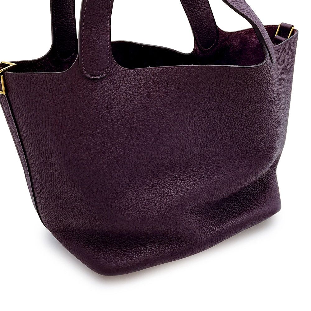 Hermes Handbag Picotin Lock MM Cassis Gold Taurillon Clemence Tote — view 6
