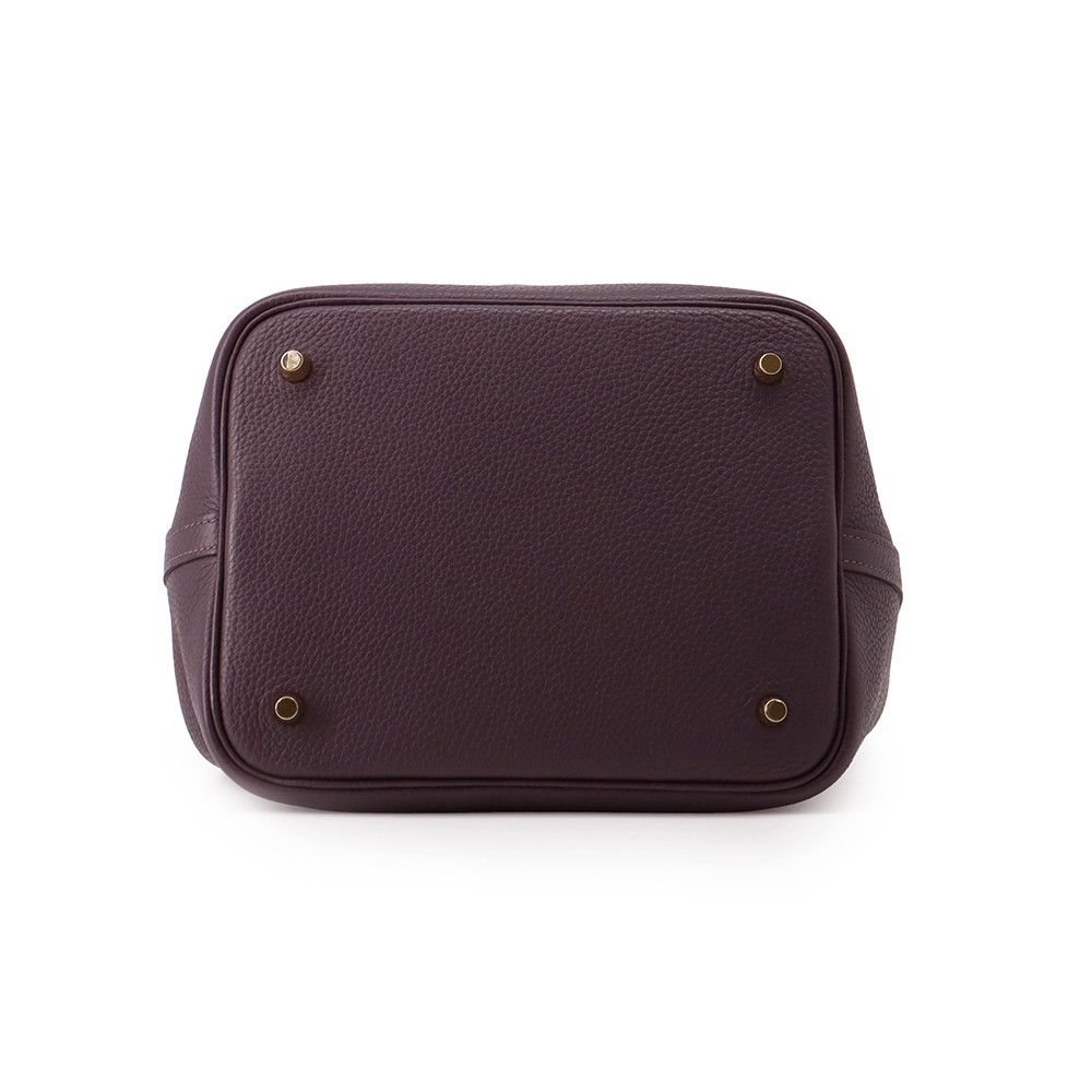 Hermes Handbag Picotin Lock MM Cassis Gold Taurillon Clemence Tote — view 3