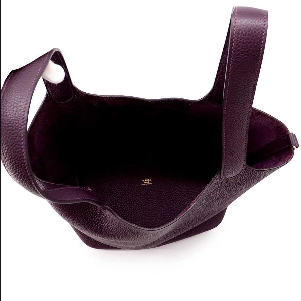 Hermes Handbag Picotin Lock MM Cassis Gold Taurillon Clemence Tote — view 5