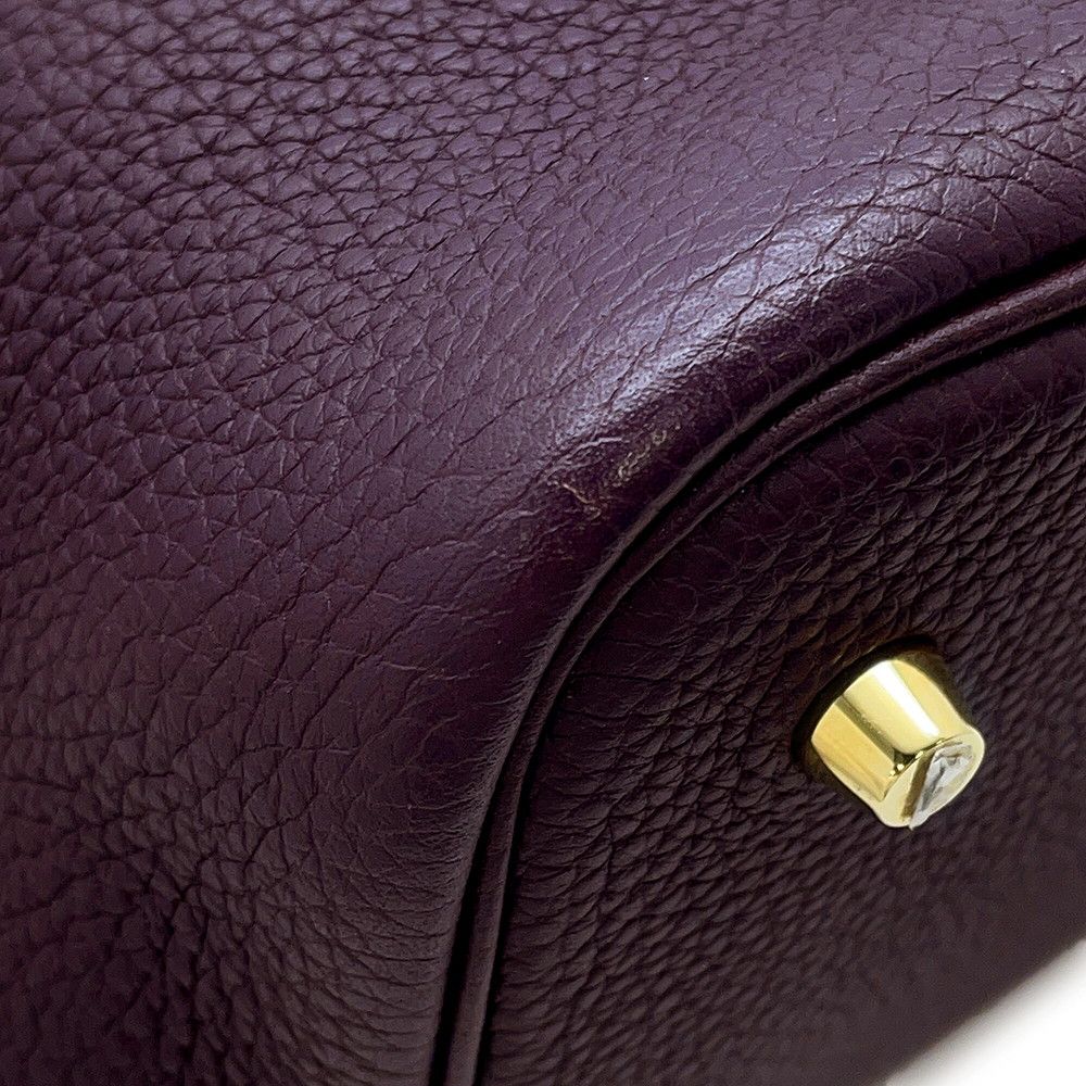 Hermes Handbag Picotin Lock MM Cassis Gold Taurillon Clemence Tote — view 7