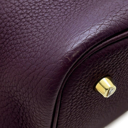 Hermes Handbag Picotin Lock MM Cassis Gold Taurillon Clemence Tote — view 7