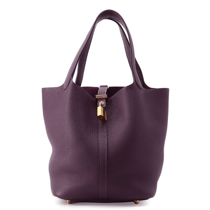 Hermes Handbag Picotin Lock MM Cassis Gold Taurillon Clemence Tote