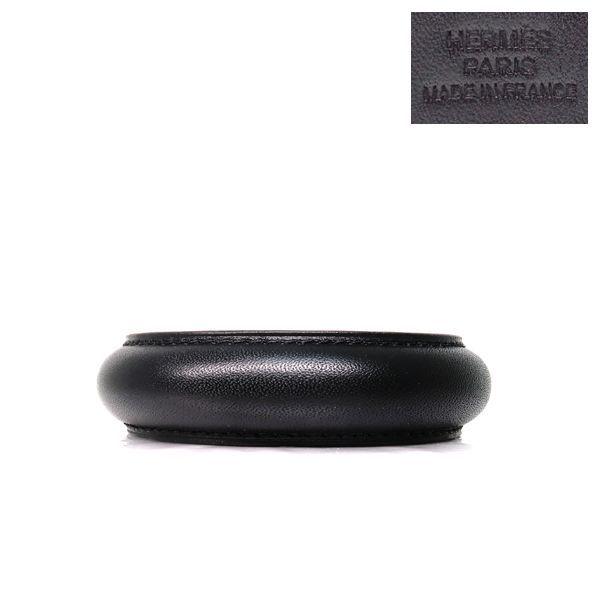 Hermes Leather Bangle Astral Bracelet Black
