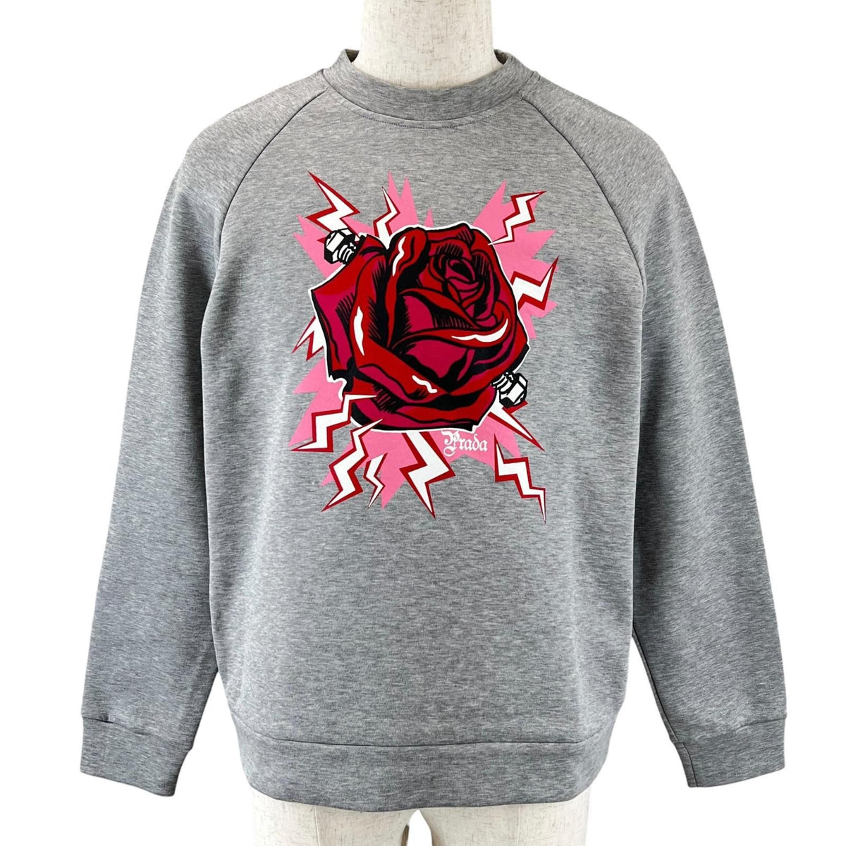 Prada Frankenstein Rose Sweatshirt Gray