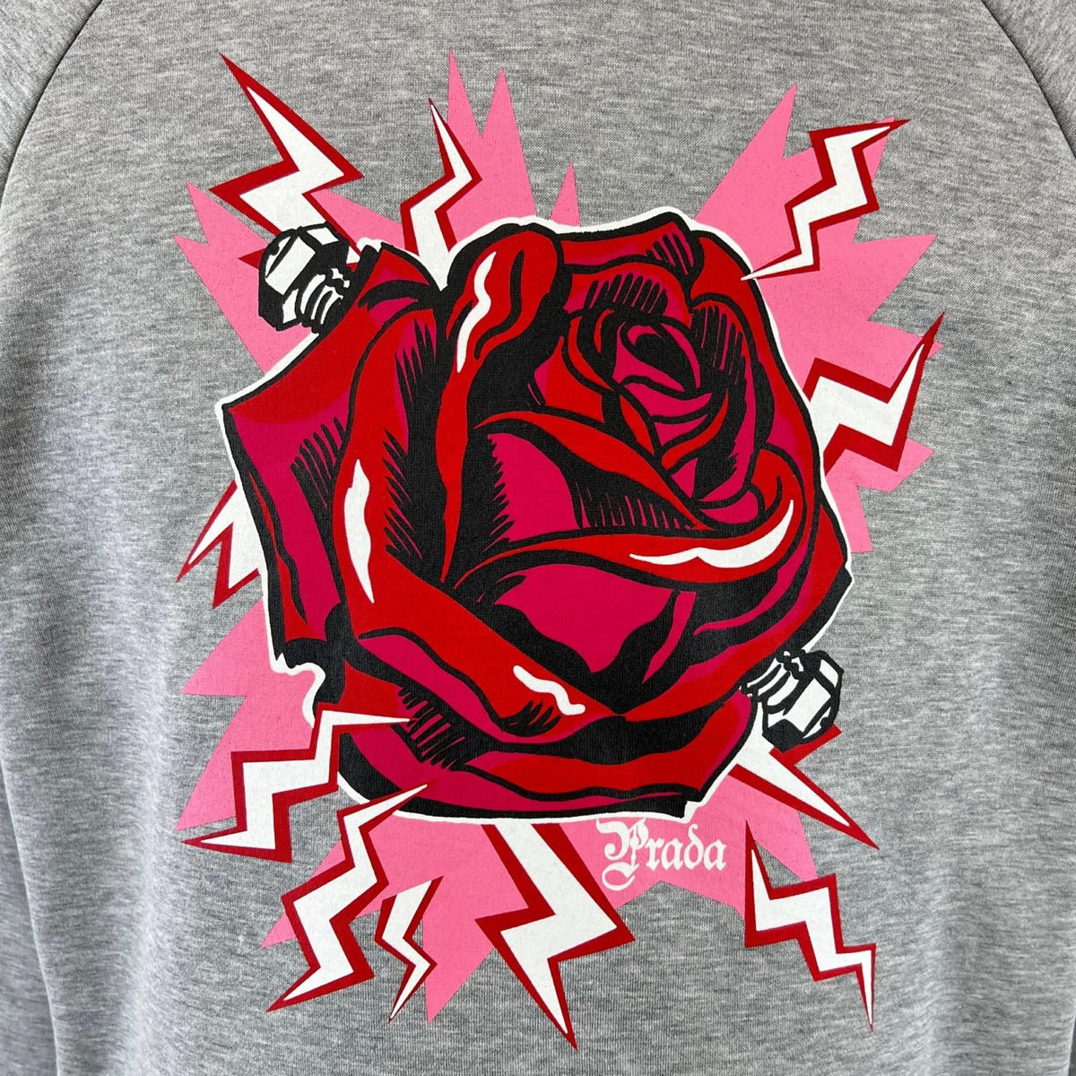 Prada Frankenstein Rose Sweatshirt Gray — view 5