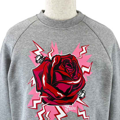 Prada Frankenstein Rose Sweatshirt Gray — view 2