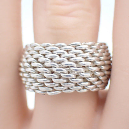 Tiffany & Co Somerset Mesh Ring 925 Sterling Silver — view 5