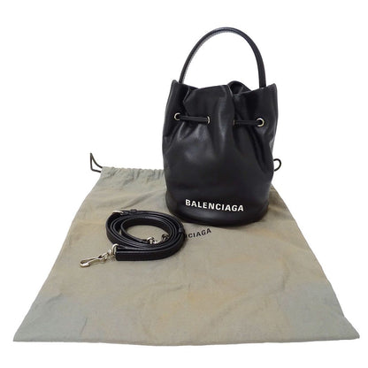 Balenciaga 2-Way Shoulder Bag Leather Everyday Drawstring XS Black Handle Casual — view 6