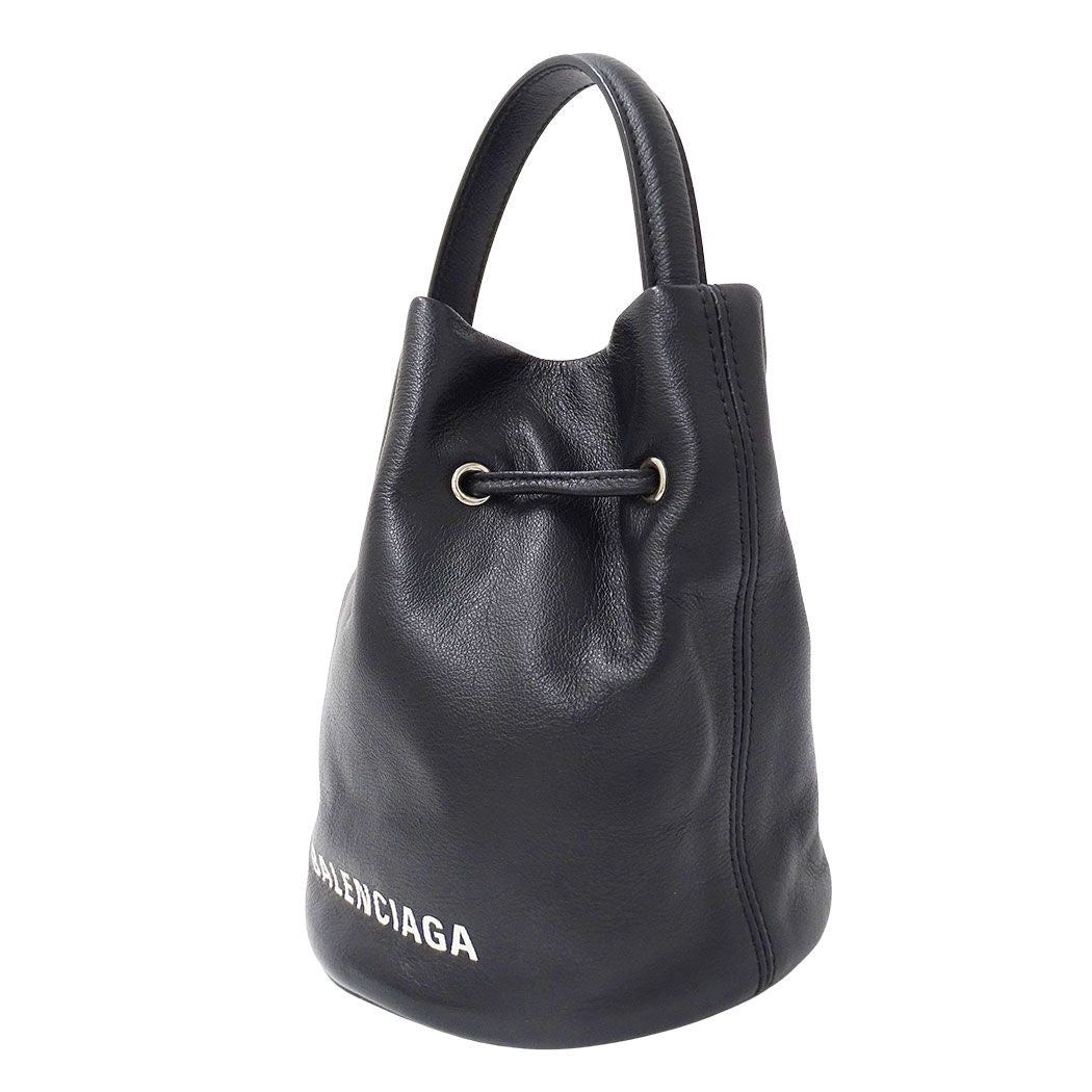 Balenciaga 2-Way Shoulder Bag Leather Everyday Drawstring XS Black Handle Casual — view 4