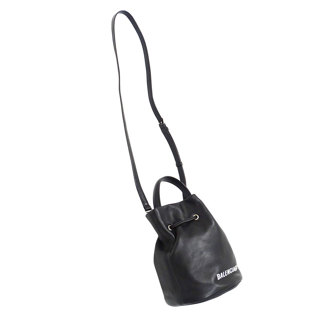Balenciaga 2-Way Shoulder Bag Leather Everyday Drawstring XS Black Handle Casual — view 5