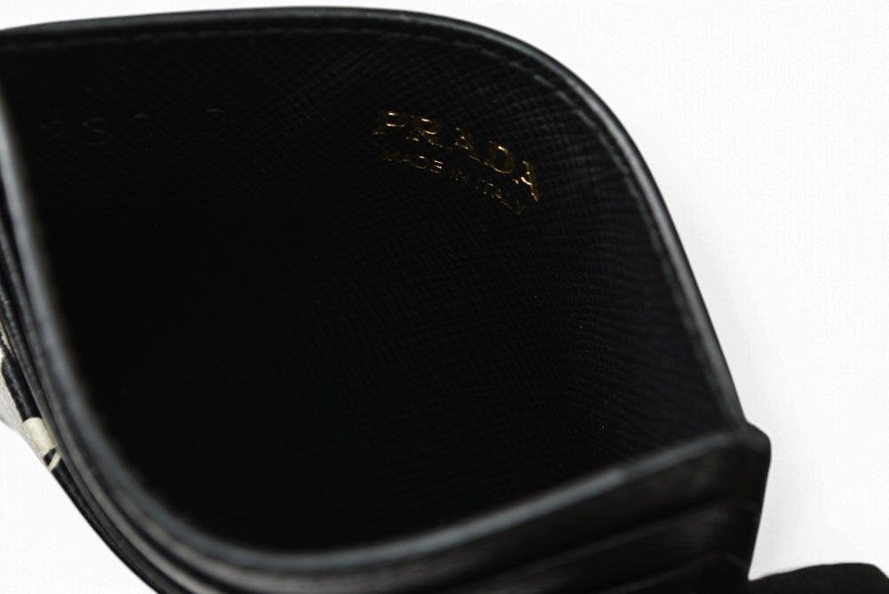 Prada Card Case Business Leather Mermaid Pattern Nero Black — view 5
