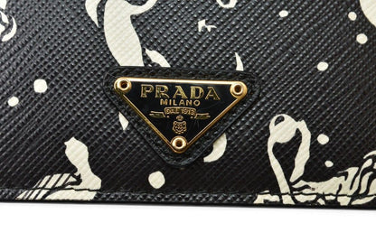 Prada Card Case Business Leather Mermaid Pattern Nero Black — view 4