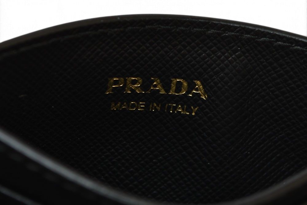 Prada Card Case Business Leather Mermaid Pattern Nero Black — view 6