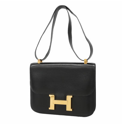 Hermes Shoulder Bag Constance 23 Box Calf Black Gold