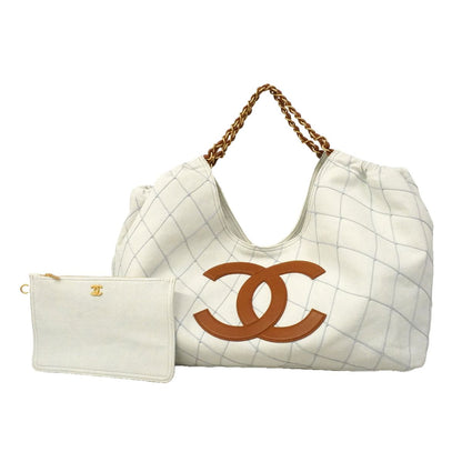 Chanel Chain Tote Bag Coco Beach Denim Blue Gold