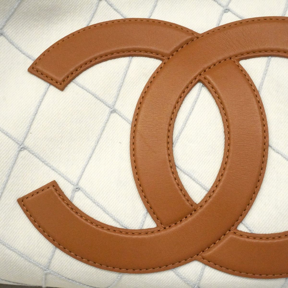 Chanel Chain Tote Bag Coco Beach Denim Blue Gold — view 8