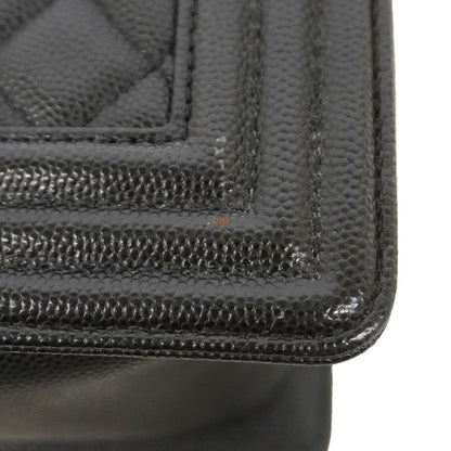 Chanel Shoulder Bag Boy Caviar Leather Black Silver — view 8