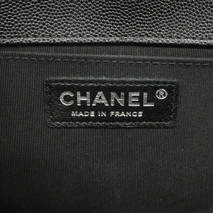 Chanel Shoulder Bag Boy Caviar Leather Black Silver — view 5