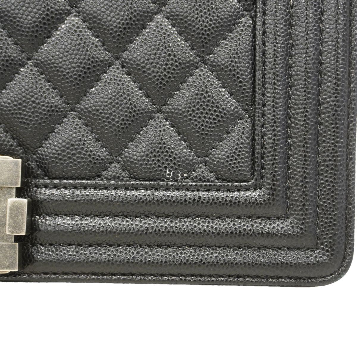Chanel Shoulder Bag Boy Caviar Leather Black Silver — view 7