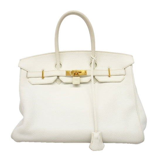 Hermes Handbag Birkin 35 Taurillon Clemence White Gold