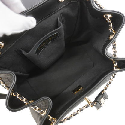 Chanel Backpack Quilted Lambskin Black Champagne Gold — view 4
