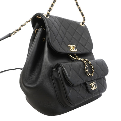 Chanel Backpack Quilted Lambskin Black Champagne Gold — view 2