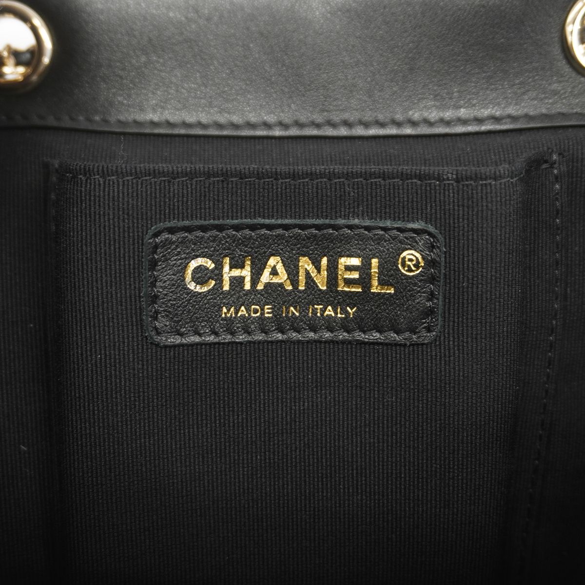 Chanel Backpack Quilted Lambskin Black Champagne Gold — view 5