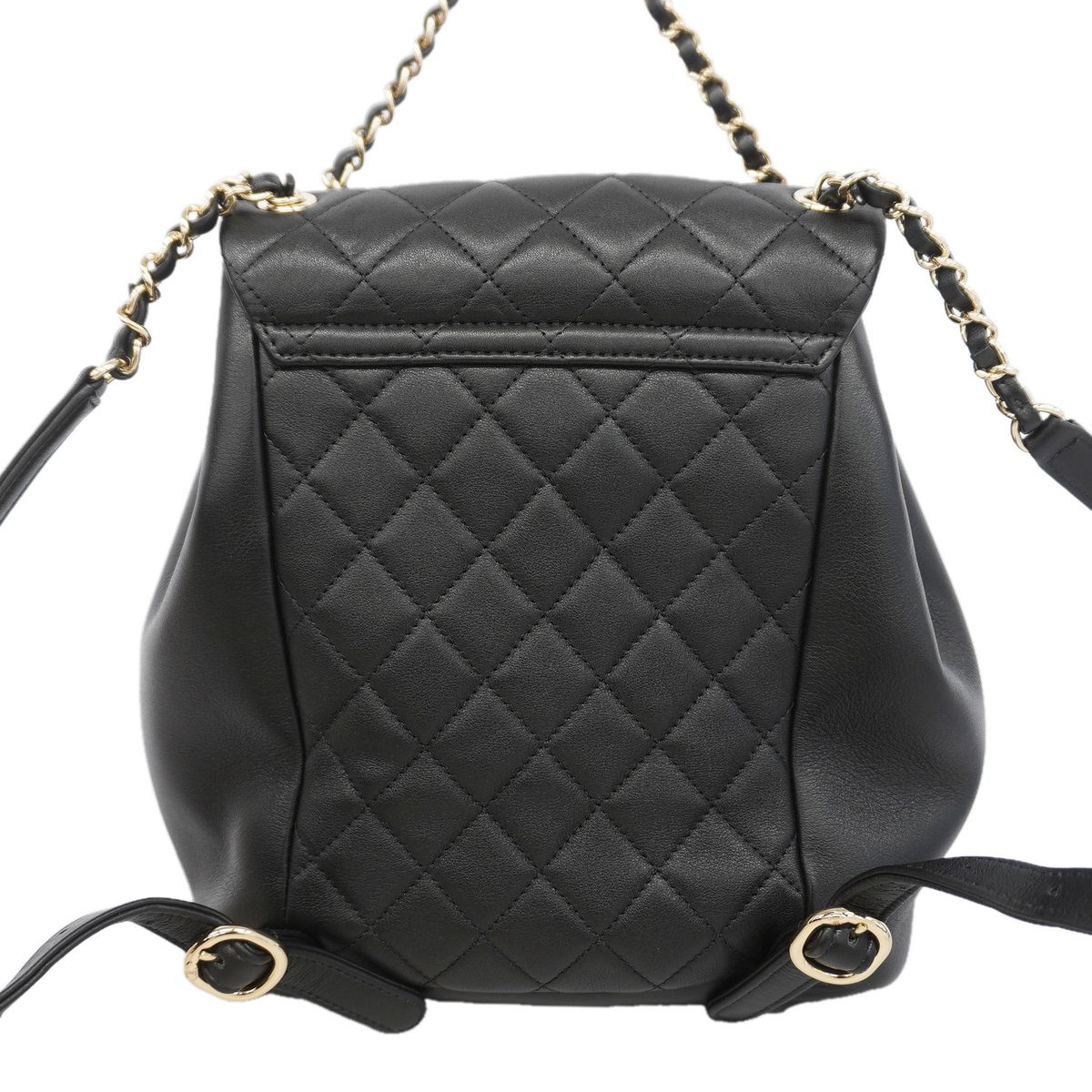 Chanel Backpack Quilted Lambskin Black Champagne Gold — view 8