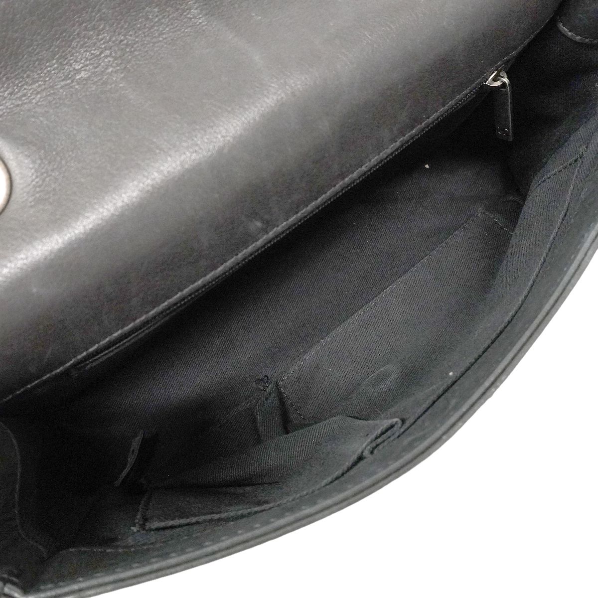 Chanel Shoulder Bag Quilted Leather Black Silver — view 4