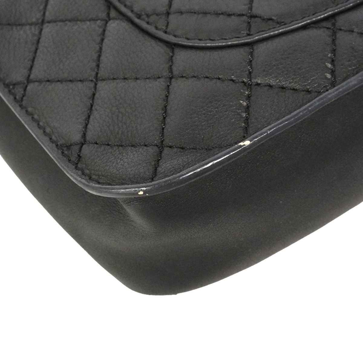 Chanel Shoulder Bag Quilted Leather Black Silver — view 6
