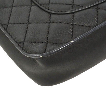 Chanel Shoulder Bag Quilted Leather Black Silver — view 6