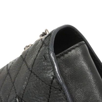 Chanel Shoulder Bag Quilted Leather Black Silver — view 7