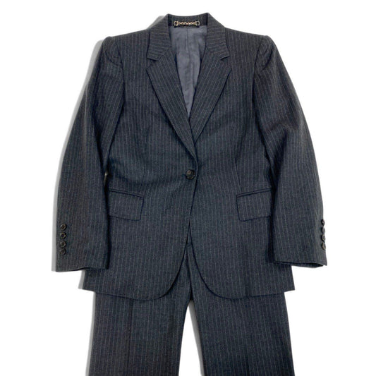 Gucci Suit Set GG Logo Tailored Jacket Trousers Pants Stripe Gray 38