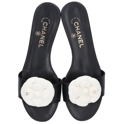 Chanel Camellia Flat Leather Sandals — view 4