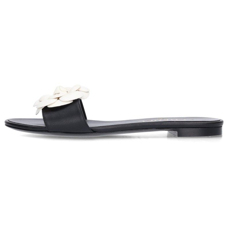 Chanel Camellia Flat Leather Sandals — view 5