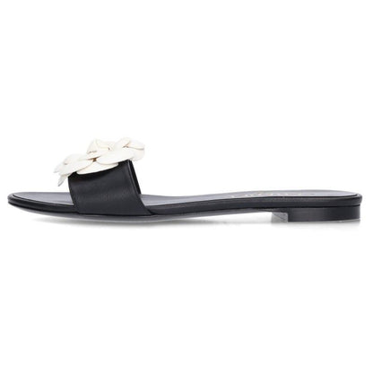 Chanel Camellia Flat Leather Sandals — view 5