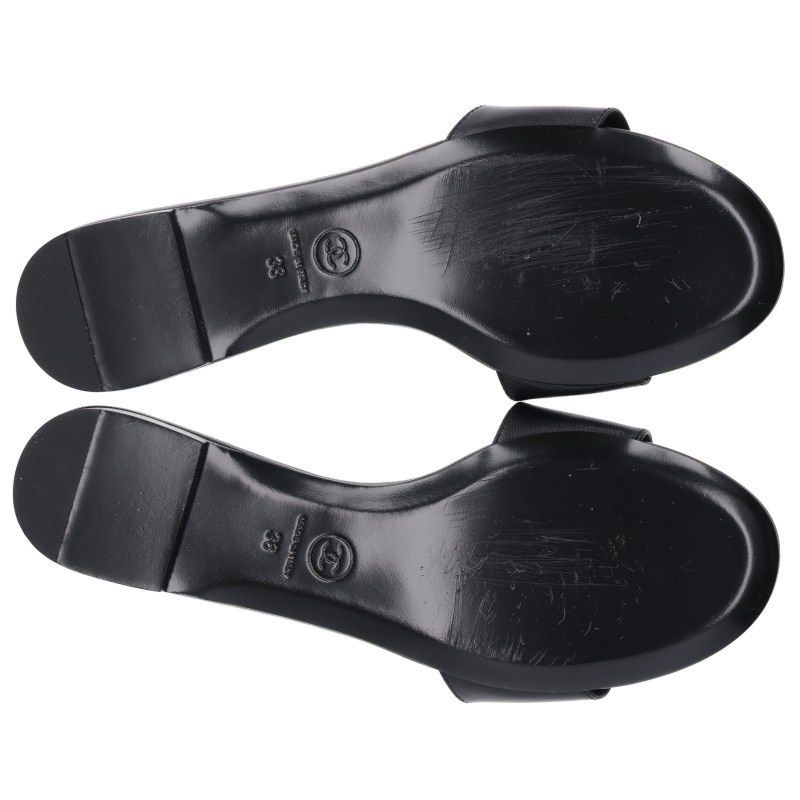 Chanel Camellia Flat Leather Sandals — view 3